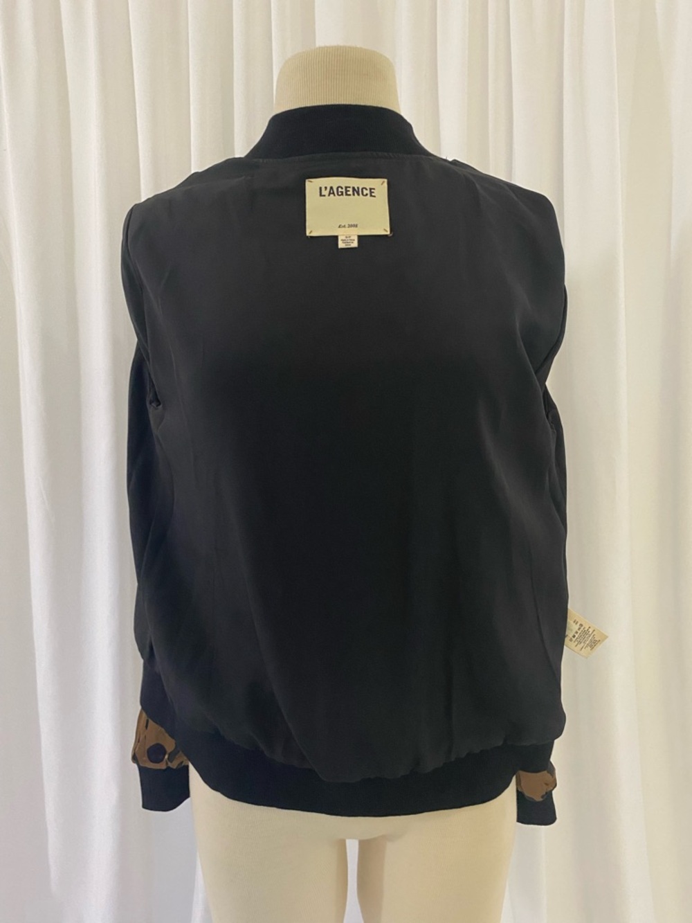 L'AGENCE Leopard-Print Silk Bomber Jacket - Picture 6 of 9